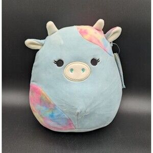Kellytoy Squishmallows Caedia the Cow 8" Blue and Rainbow Plush NWT